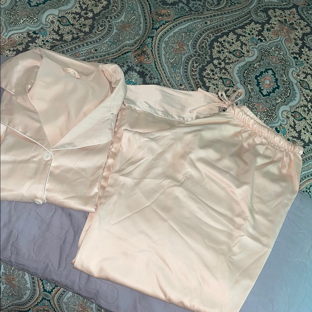 Silky Pastel Pink Pajama Set